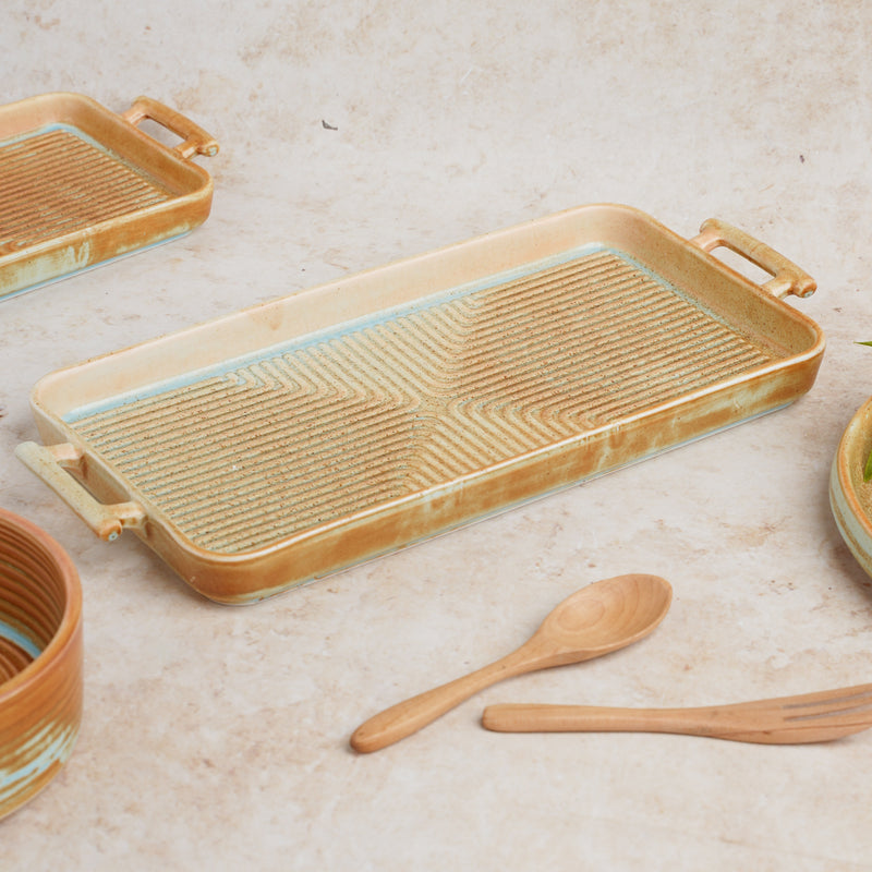 Earthy Tray - Ceramic platter, serving platter, fruit platter | Plates for dining table & home decor