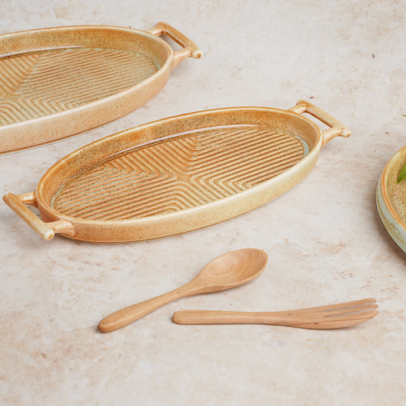 Earthy Tray - Ceramic platter, serving platter, fruit platter | Plates for dining table & home decor