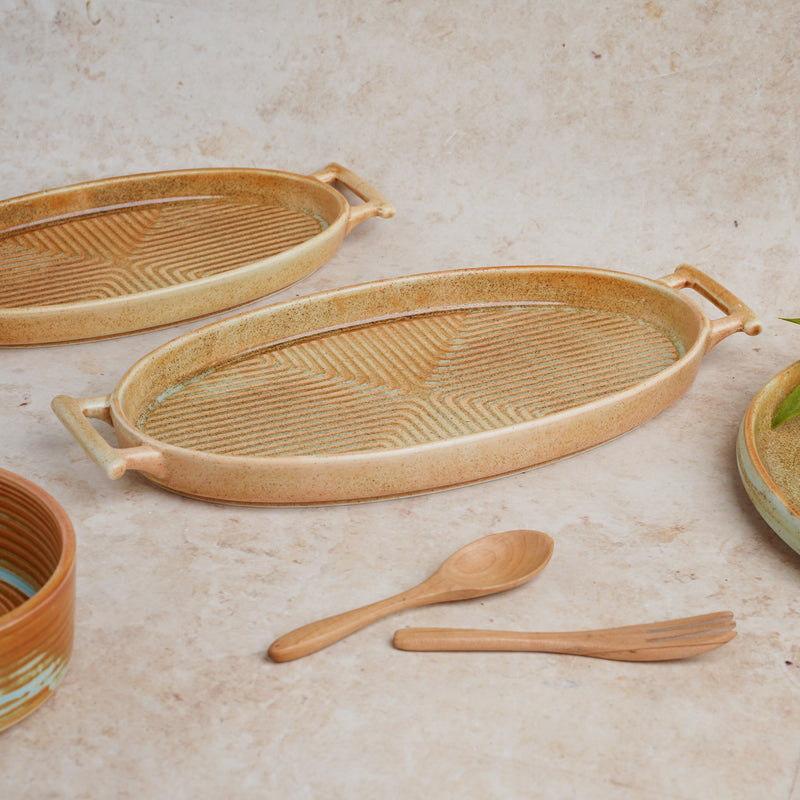 Earthy Tray - Ceramic platter, serving platter, fruit platter | Plates for dining table & home decor
