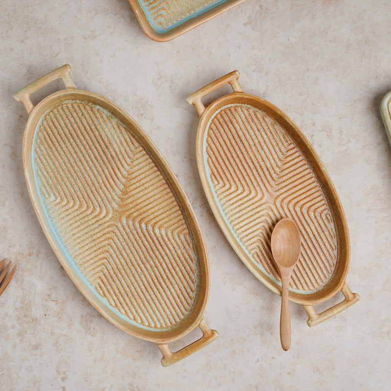 Earthy Tray - Ceramic platter, serving platter, fruit platter | Plates for dining table & home decor