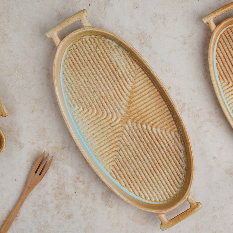 Earthy Tray - Ceramic platter, serving platter, fruit platter | Plates for dining table & home decor