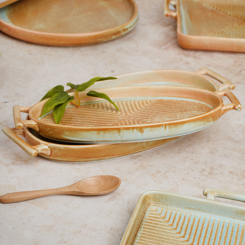 Earthy Tray - Ceramic platter, serving platter, fruit platter | Plates for dining table & home decor