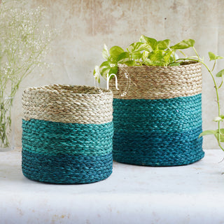 Eco-Friendly Planter Baskets Blue Set of 2