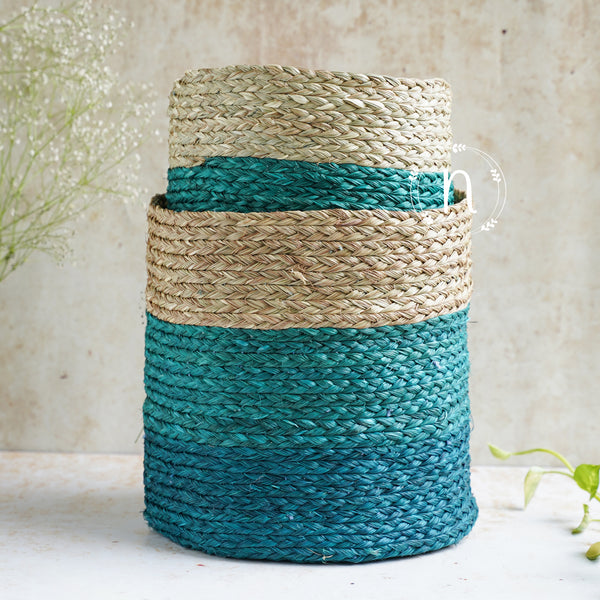 Eco-Friendly Planter Baskets Blue Set of 2