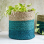 Eco-Friendly Planter Baskets Blue Set of 2 - Basket | Flower basket