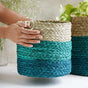 Eco-Friendly Planter Baskets Blue Set of 2 - Basket | Flower basket