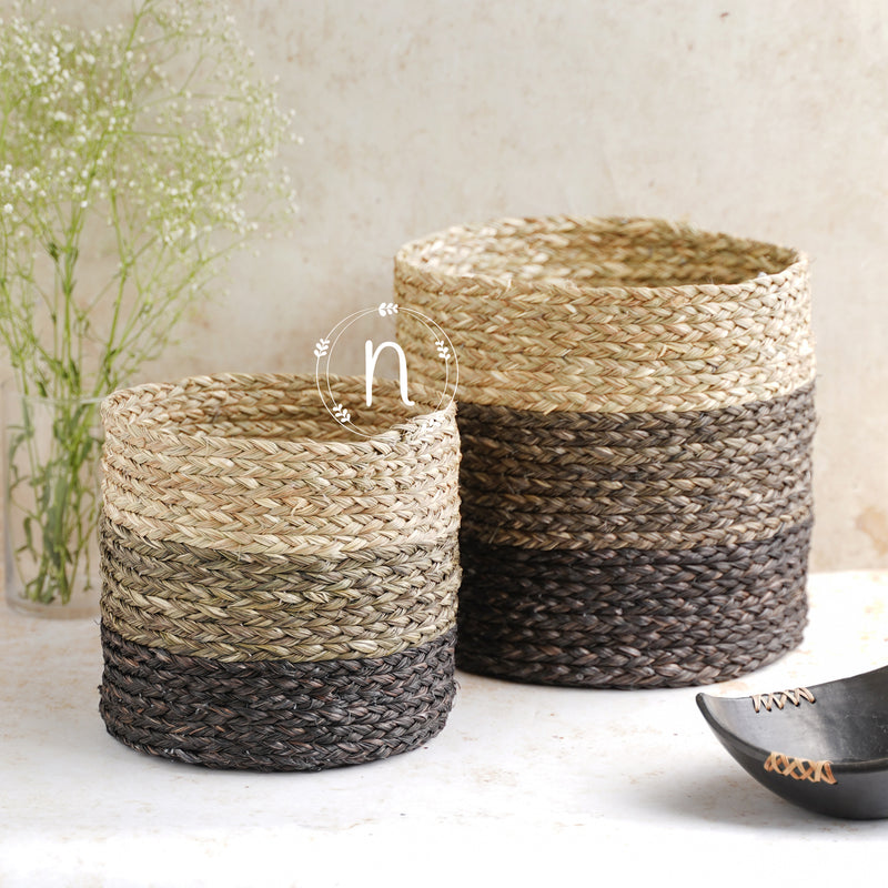 Eco-Friendly Planter Baskets Brown Set of 2 - Basket | Flower basket