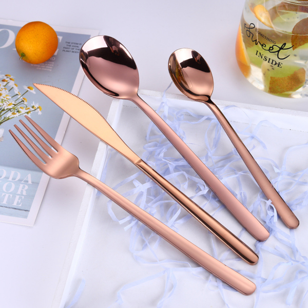 Vintage Stainless Steel Cutlery Set Of 4 Rose Gold