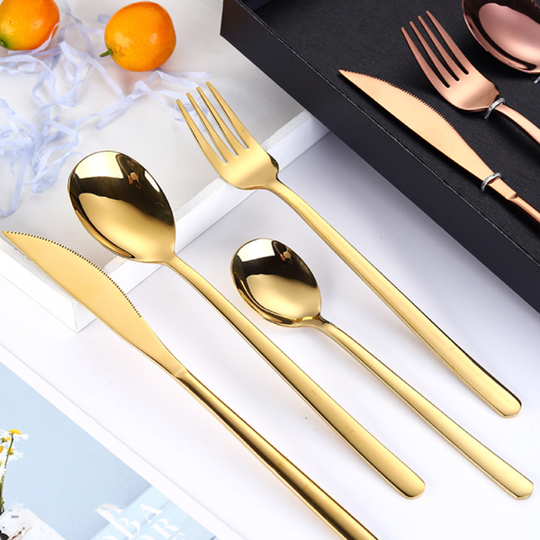 Vintage Stainless Steel Cutlery Set Of 4 Golden