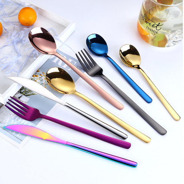Vintage Stainless Steel Cutlery Set Of 4 Rose Gold