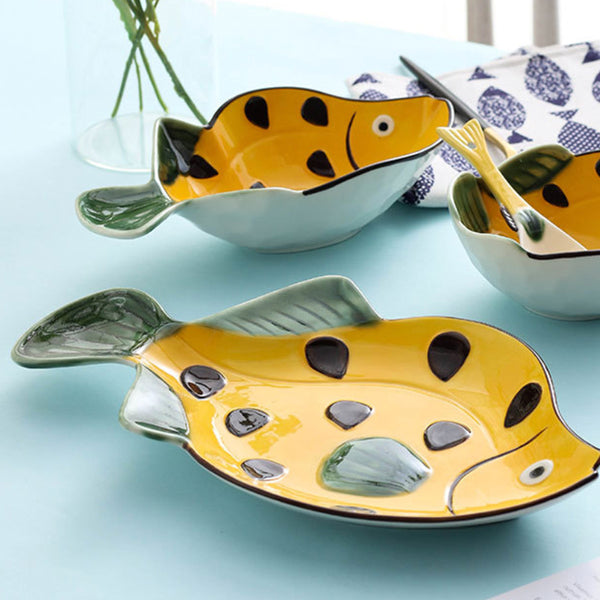 Fish Dishes Yellow - Serving plate, small plate, snacks plates | Plates for dining table & home decor
