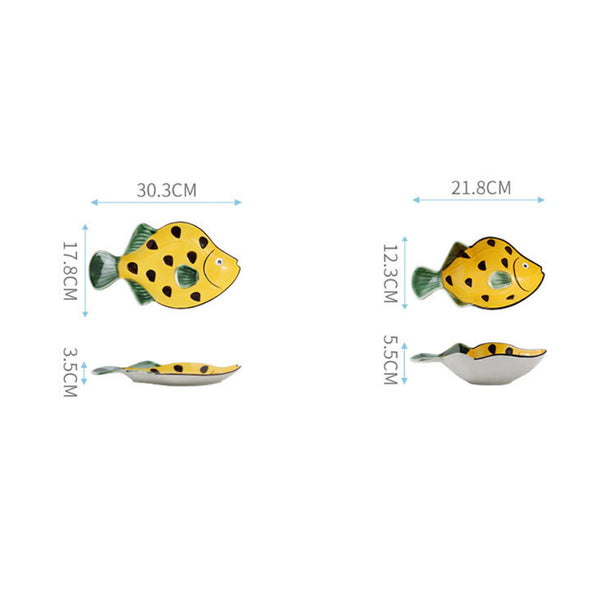 Fish Dishes Yellow - Serving plate, small plate, snacks plates | Plates for dining table & home decor