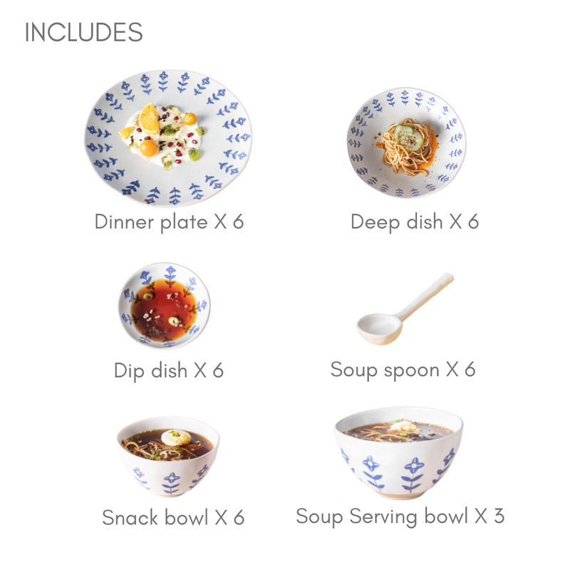 Flora 33 Piece Dinner Set For 6