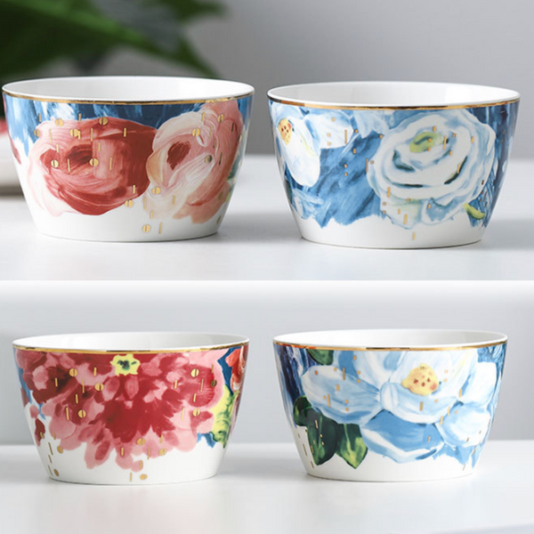 Floral Bowls - Bowl,ceramic bowl, snack bowls, curry bowl, popcorn bowls | Bowls for dining table & home decor