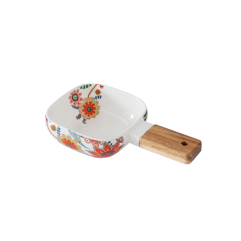 Floral Bowl with Handle - Serving bowls, noodle bowl, snack bowl, curry bowl | Bowls for dining & home decor