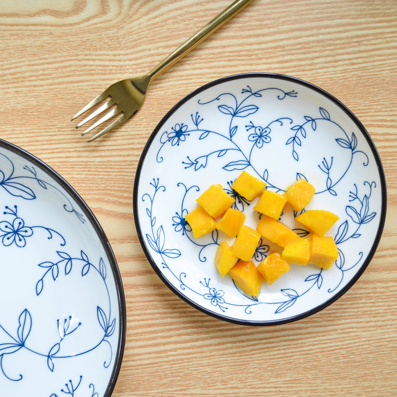 Blue and white Floral Side Plate - Serving plate, small plate, snacks plates | Plates for dining table & home decor