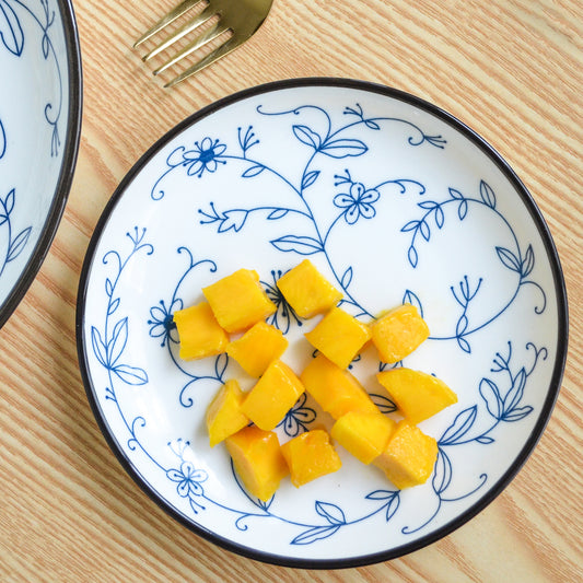 Blue and white Floral Side Plate - Serving plate, small plate, snacks plates | Plates for dining table & home decor