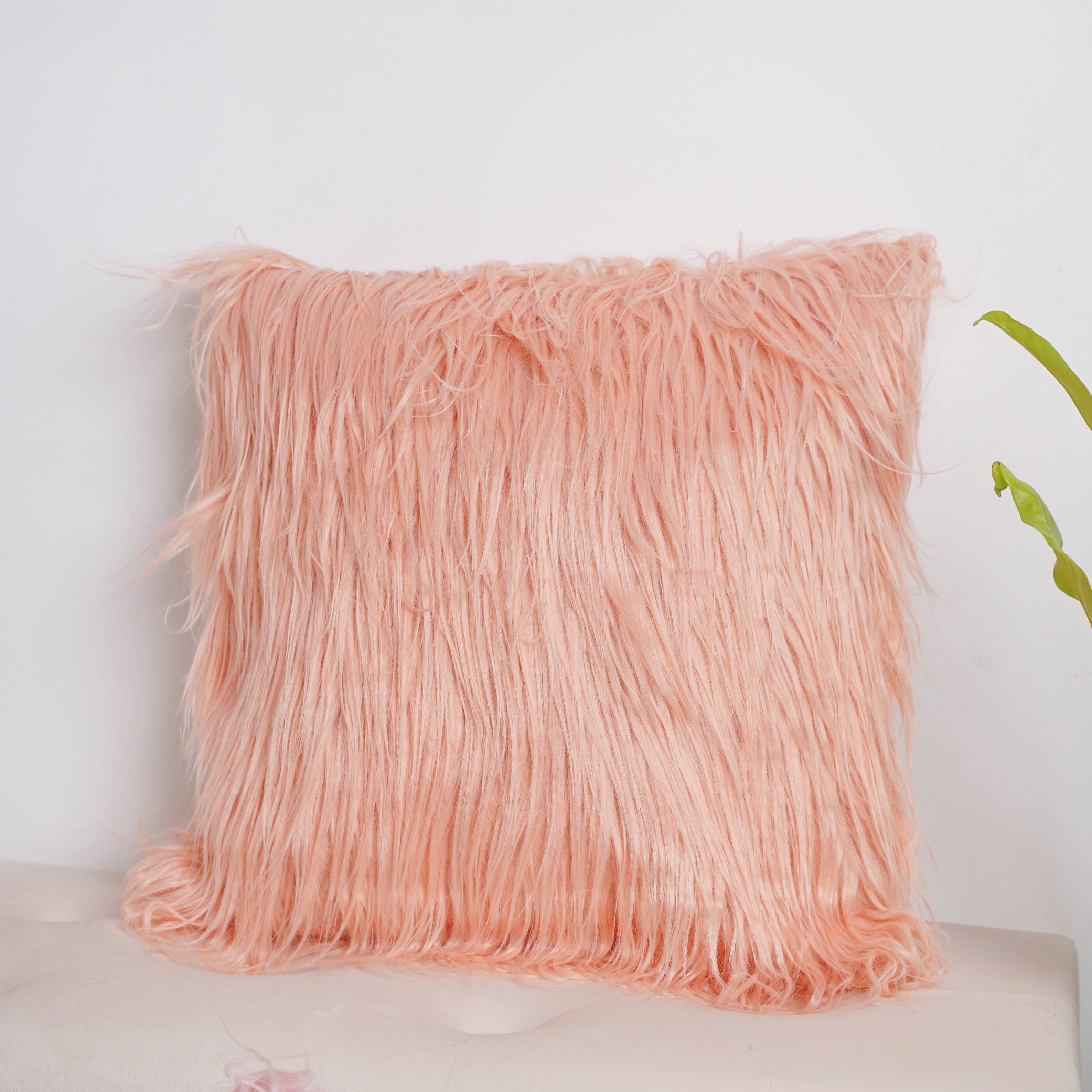 Orange furry clearance pillow