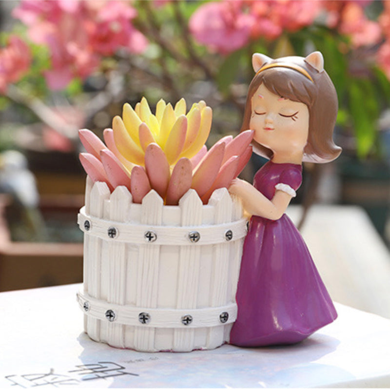 Girl With Basket Planter - Indoor planters and flower pots | Home decor items
