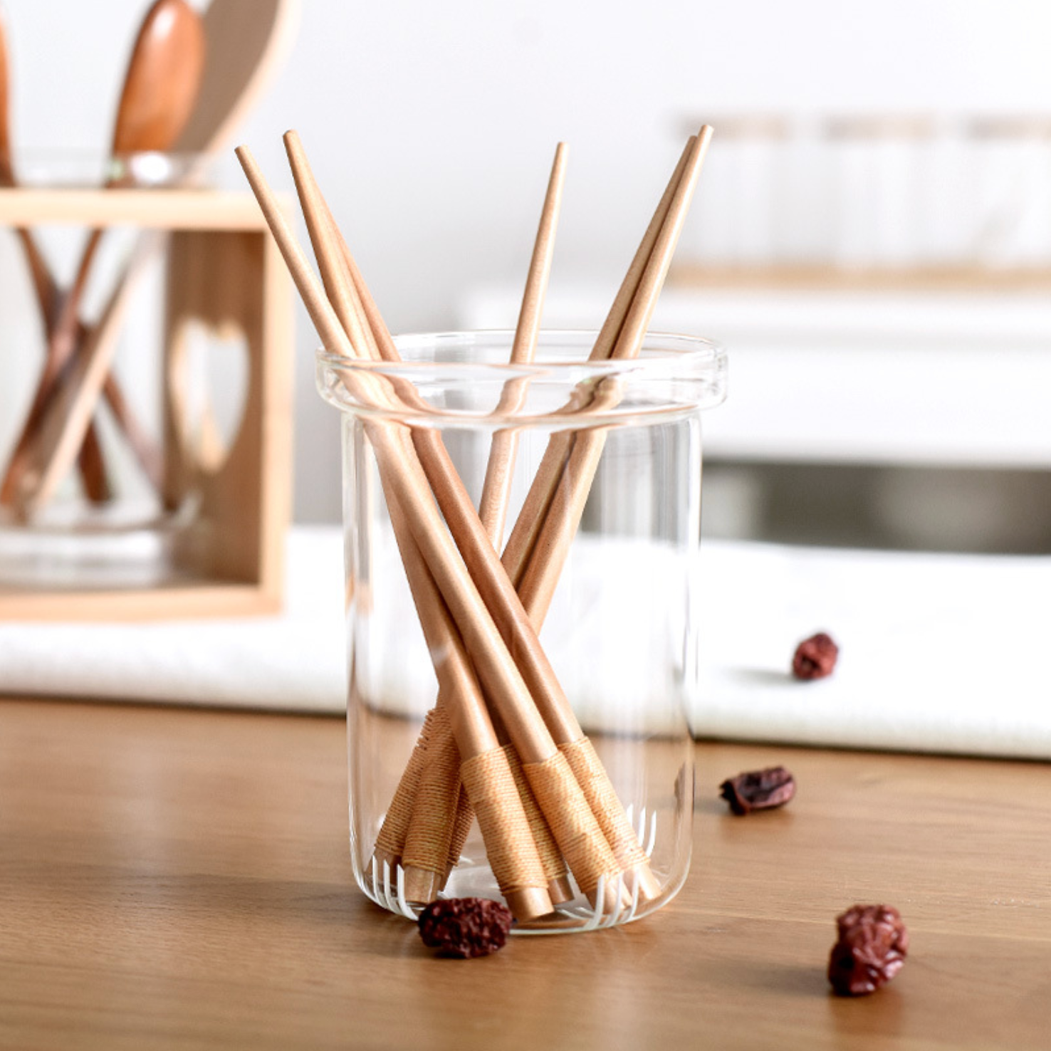 This Set of Drinking Glasses with Bamboo Lids and Straws Is 48% Off