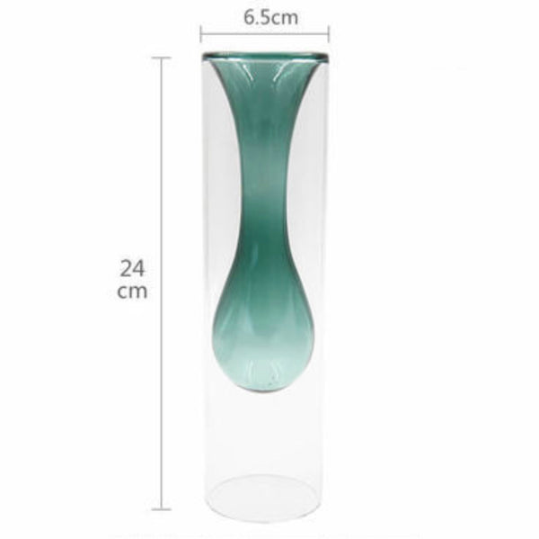 Glass Vase Blue - Flower vase for home decor, office and gifting | Home decoration items