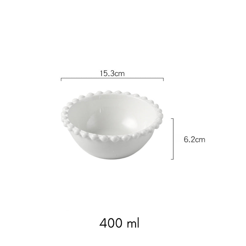 Scalloped Bowl Round - Bowl,ceramic bowl, snack bowls, curry bowl, popcorn bowls | Bowls for dining table & home decor