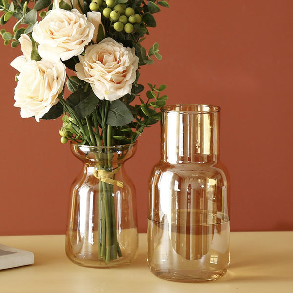 Gold Glass Vase - Flower vase for home decor, office and gifting | Home decoration items
