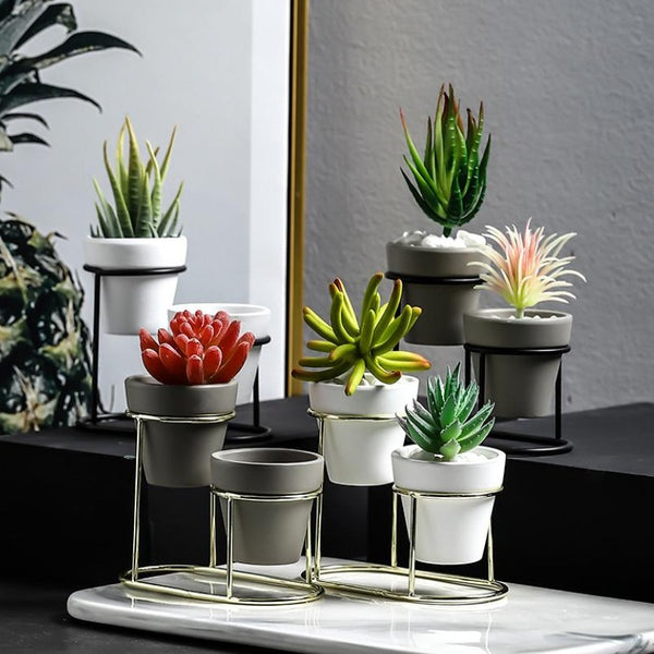 Grey Black Planter Set - Indoor planters and flower pots | Home decor items
