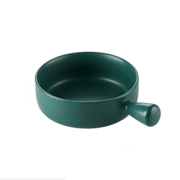 Green Baking Bowl - Ceramic bowl, salad bowls, snack bowls, bowl with handle, oven bowl | Bowls for dining table & home decor