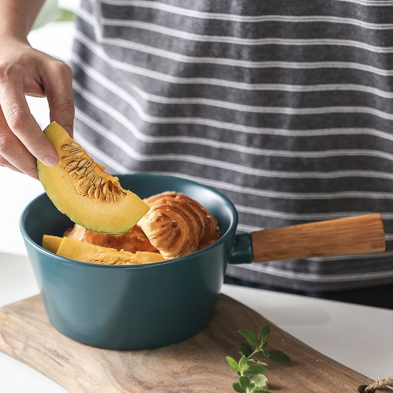Green Bowl With Handle L - Serving bowls, noodle bowl, snack bowl, curry bowl | Bowls for dining & home decor