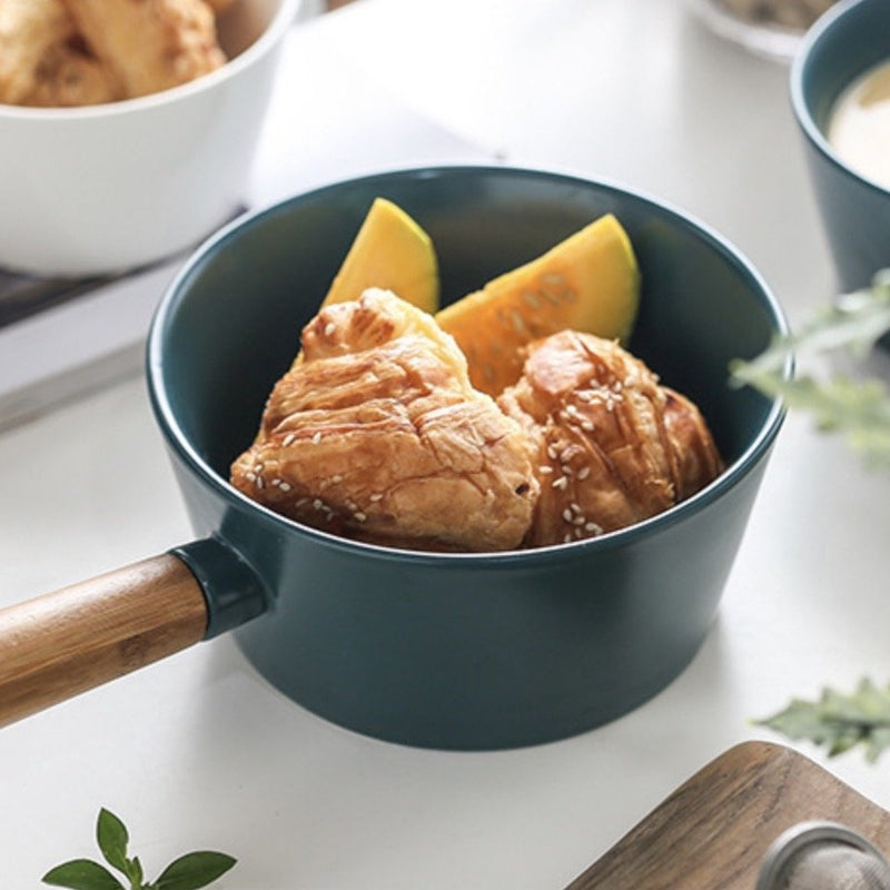 Green Bowl With Handle L - Serving bowls, noodle bowl, snack bowl, curry bowl | Bowls for dining & home decor