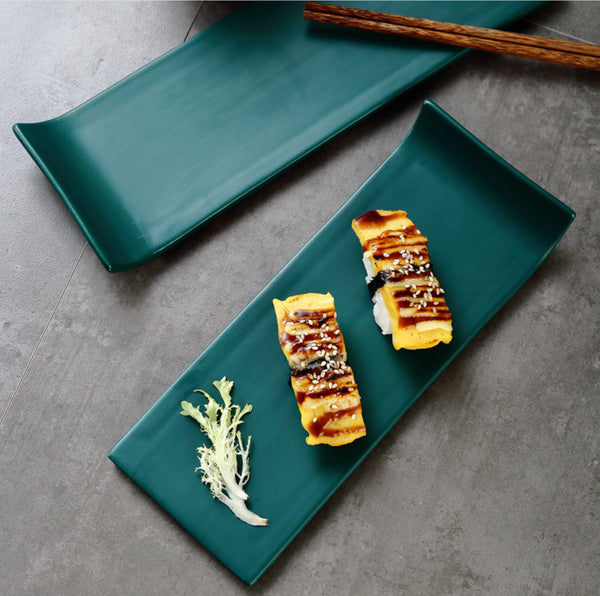 Green Long Serving Plate - Ceramic platter, serving platter, fruit platter | Plates for dining table & home decor