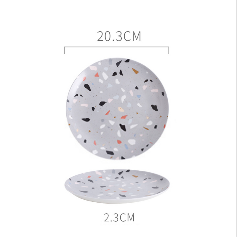 Grey Terrazzo Starter Plate - Serving plate, snack plate, dessert plate | Plates for dining & home decor