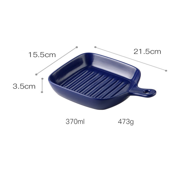 Dark Blue Ceramic Grill Plate