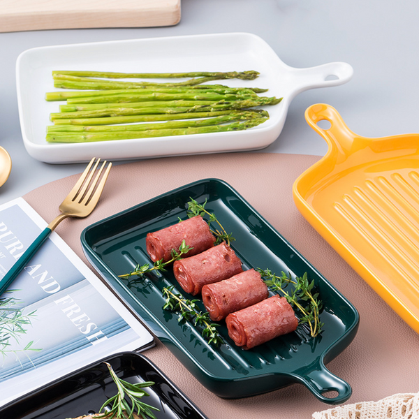 Long Grill Plates - Ceramic platter, serving platter, fruit platter | Plates for dining table & home decor