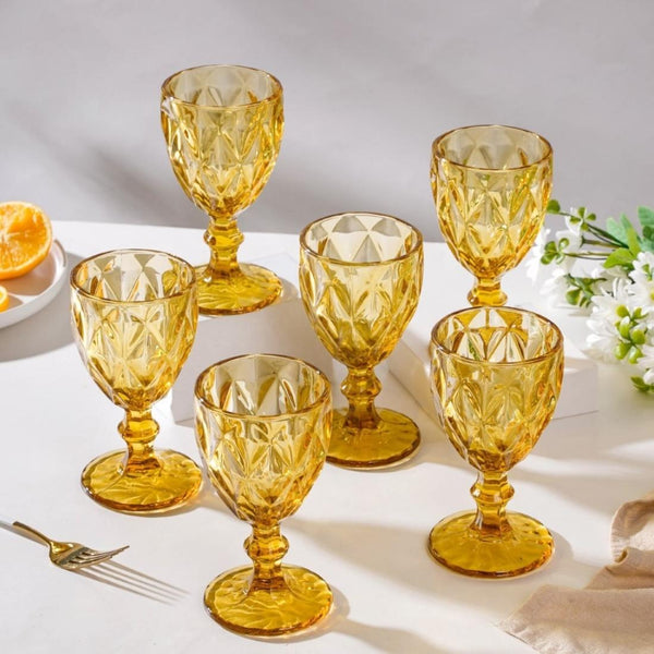 Textured Drinkware Glass Amber Set Of 6 250 ml