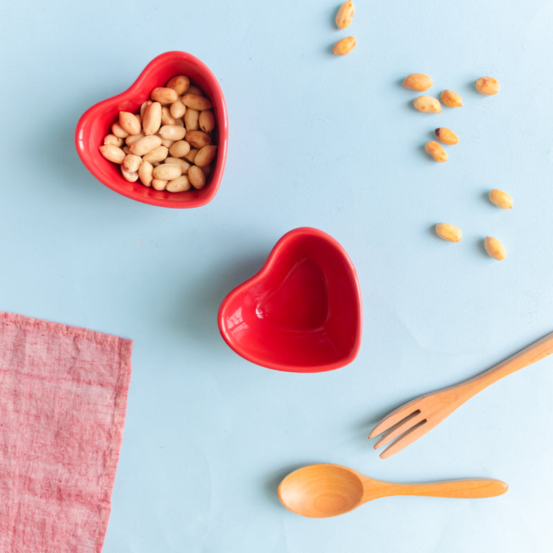 Mini Heart Bowl Set of 2 - Bowl,ceramic bowl, snack bowls, curry bowl, popcorn bowls | Bowls for dining table & home decor