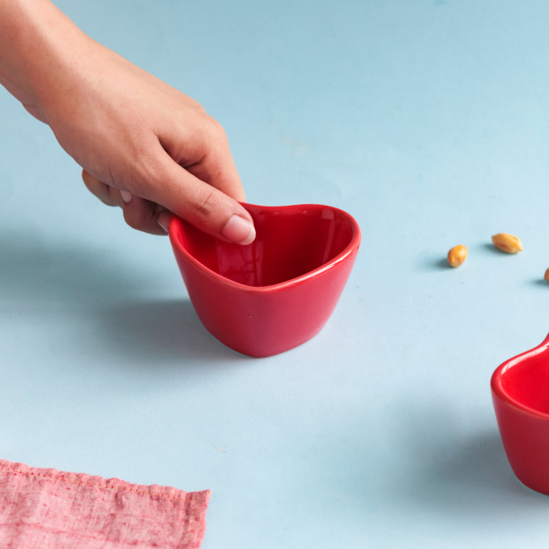 Mini Heart Bowl Set of 2 - Bowl,ceramic bowl, snack bowls, curry bowl, popcorn bowls | Bowls for dining table & home decor