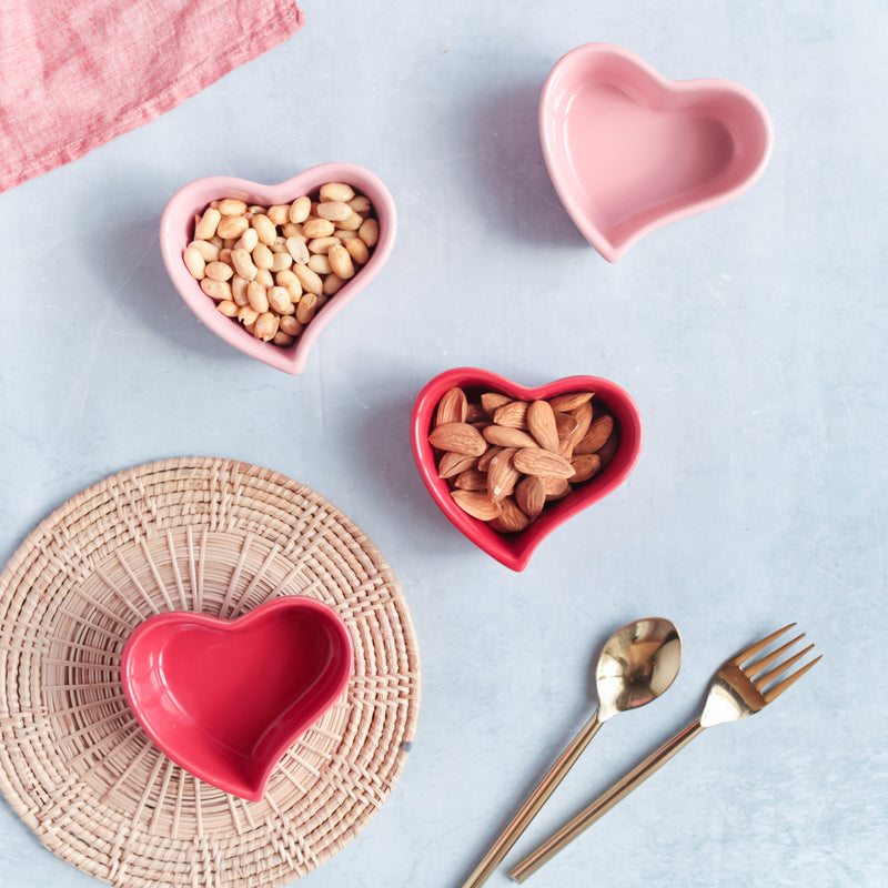 Heart Bowl Set of 2 - Bowl,ceramic bowl, snack bowls, curry bowl, popcorn bowls | Bowls for dining table & home decor