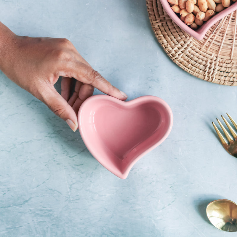 Heart Bowl Set of 2 - Bowl,ceramic bowl, snack bowls, curry bowl, popcorn bowls | Bowls for dining table & home decor