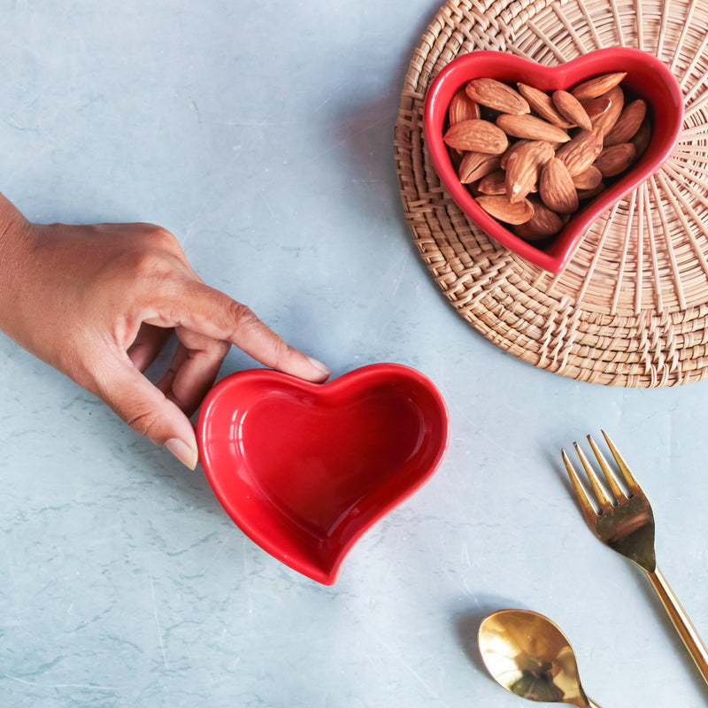 Heart Bowl Set of 2 - Bowl,ceramic bowl, snack bowls, curry bowl, popcorn bowls | Bowls for dining table & home decor