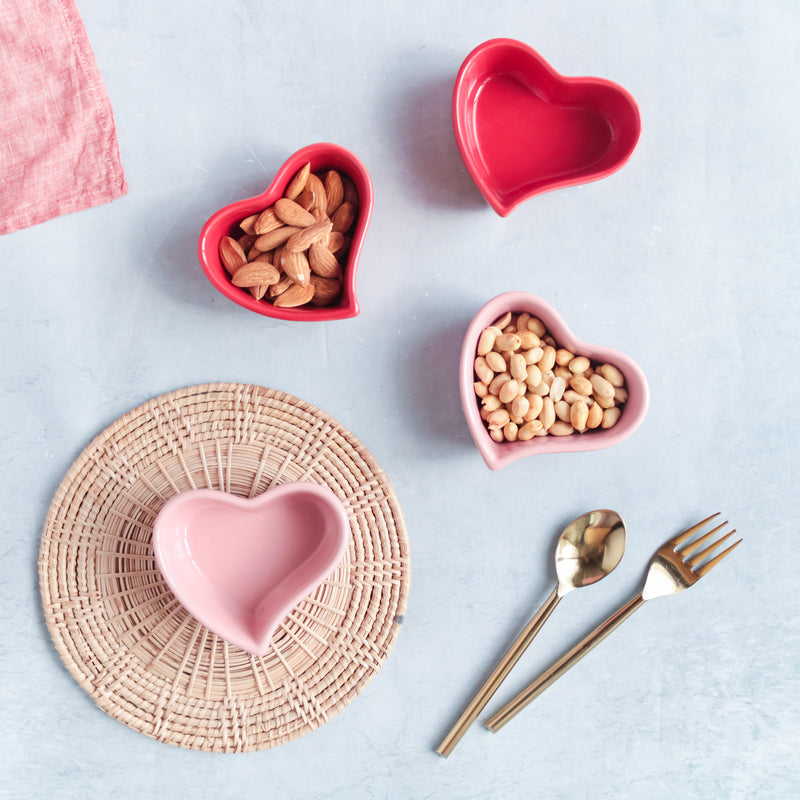 Heart Bowl Set of 2 - Bowl,ceramic bowl, snack bowls, curry bowl, popcorn bowls | Bowls for dining table & home decor