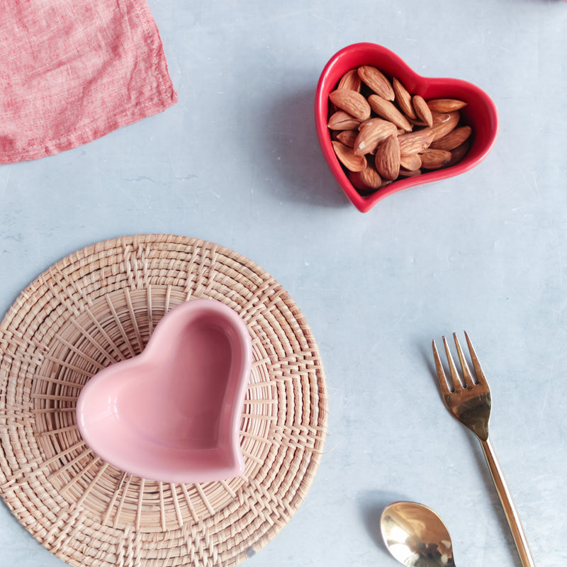 Heart Bowl Set of 2 - Bowl,ceramic bowl, snack bowls, curry bowl, popcorn bowls | Bowls for dining table & home decor