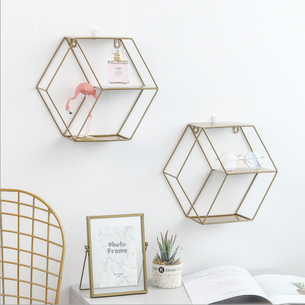 Hexagon Wall Shelf - Wall shelf and floating shelf | Shop wall decoration & home decoration items