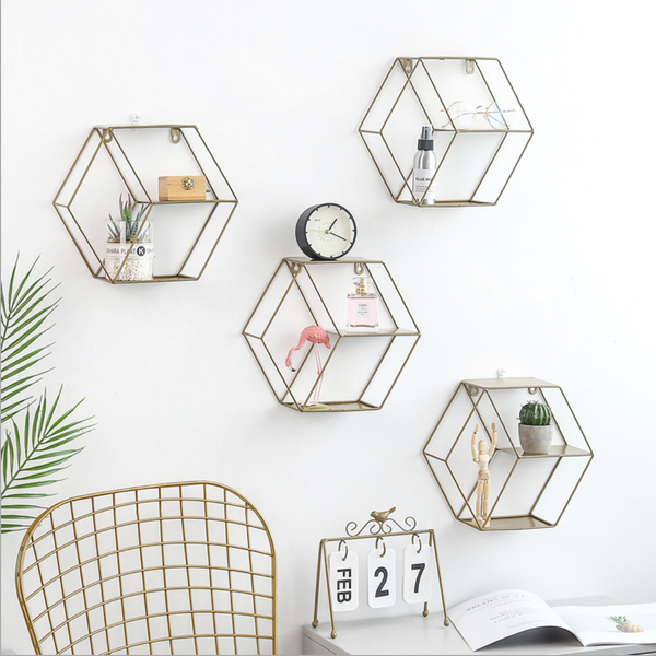 Hexagon Wall Shelf - Wall shelf and floating shelf | Shop wall decoration & home decoration items