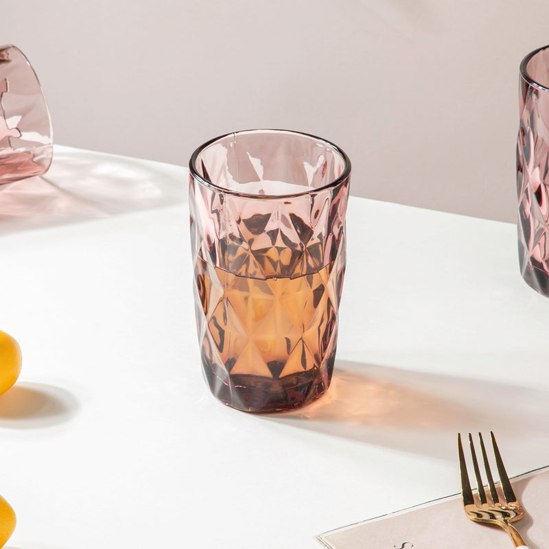 Rose Crystal Tumbler Mauve Large Set Of 6 350 ml