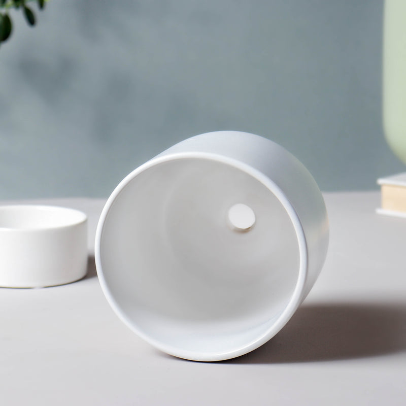 White Ceramic Plant Pot - Flower vase for home decor, office and gifting | Home decoration items