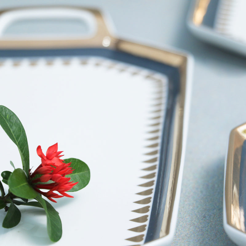 Heart Long Plate with Handle - Ceramic platter, serving platter, fruit platter | Plates for dining table & home decor