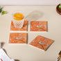 Vintage Bird Ceramic Coaster With Cork Base Orange Set Of 4