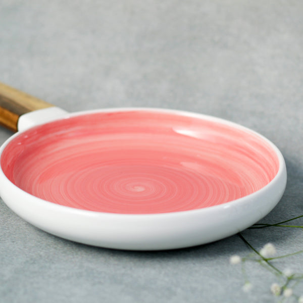 Pink Plate with Handle - Ceramic platter, serving platter, fruit platter | Plates for dining table & home decor